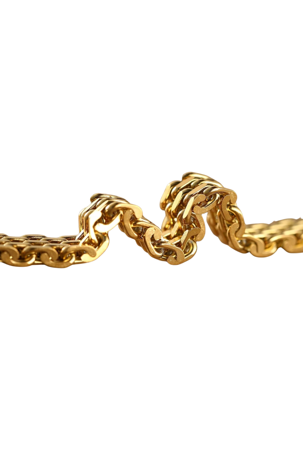 Gold chain bracelet on a white background