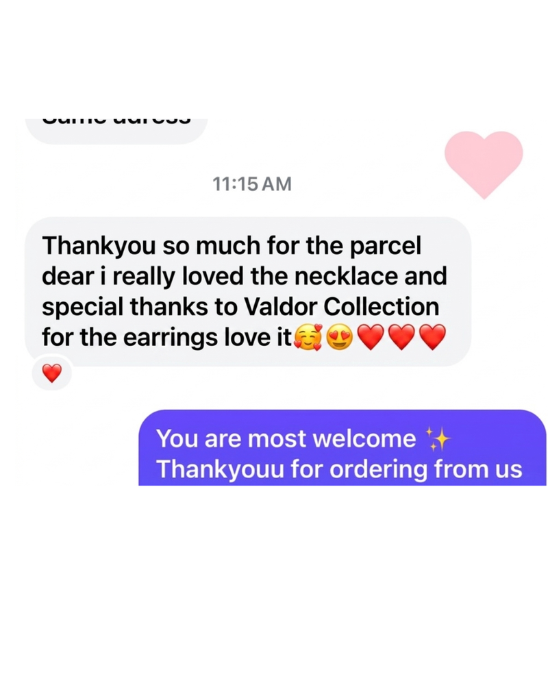 Text message conversation with customer feedback and response on a white background
